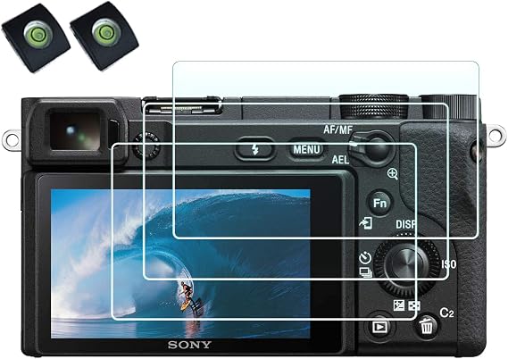 Screen Protector for Sony Alpha A6400 A6600 A6000 A6600 A6300 A5000 Camera | with Hot Shoe Cover,HUIPUXIANG 0.3mm High Definition 9H Hardness Optical LCD Premium Glass Protective Cover [3 Pcs]