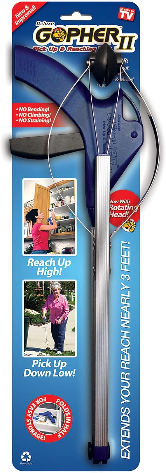 Ontel Gopher 2 Pick-Up and Reaching Tool, New & Improved Ergonomic Design