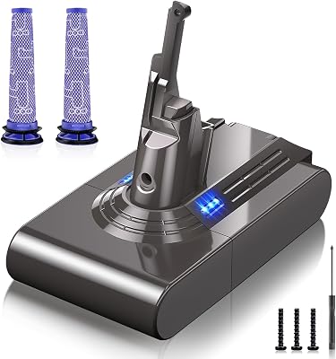 8000mAh High Capacity for Dyson V8 Battery Replacement, Long-Lasting Power Battery Replacement for Dyson V8 Animal V8 Absolute V8 Plus SV10 V8 Motorhead V8 Fluffy 21.6V Cordless Vacuum Cleaner Battery