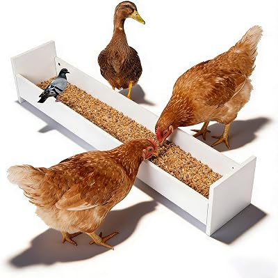 40.7 Large Capacity Wooden Chicken Feeder Trough - Weather-Resistant Outdoor Poultry Feeder, Easy-Clean & No-Waste Design for Backyard Chickens & Ducks