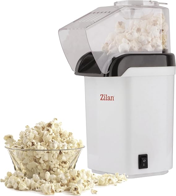 Zilan, mısır patlatma makinesi, sıcak hava sirkülasyonu, daha az kalori, yağsız hazırlama, yapışmaz kaplama, 1200 W.