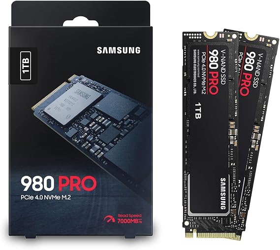 SAMSUNG 980 PRO 2TB 2x 1TB PCIe SSD - 7,000 MB/s 4.0 x 4 M.2 NVMe Gen4 Internal Gaming Solid State Drive for Laptop Desktop Encryption Cheer Mining with V-NAND Technology
