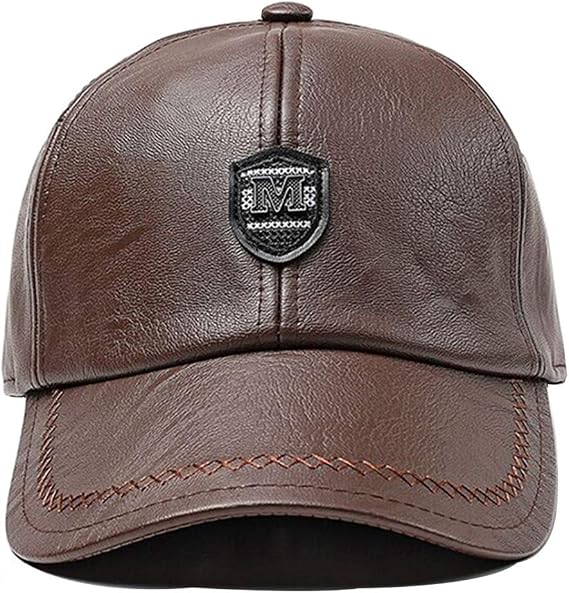 QICHEN Unisex PU Leather Baseball Cap Winter Ear Protection Baseball Cap