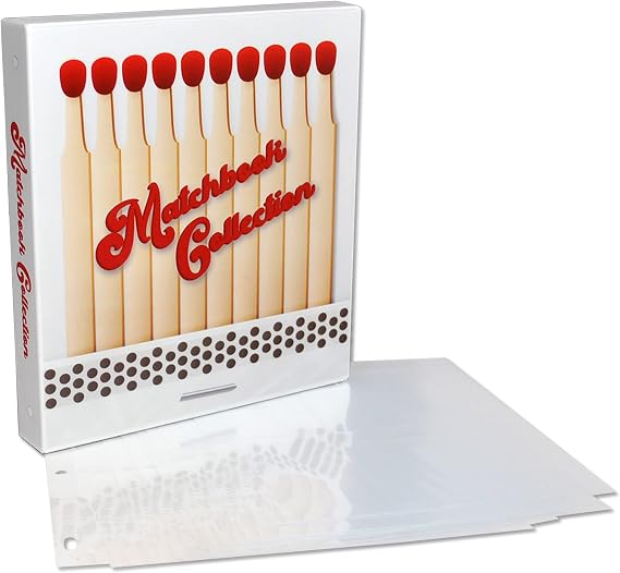UniKeep Matchbook Cover Collection Storage Album & Display Case | Includes 15 Acid-Free Pocket Pages, Holds 90 Vintage Match Books | Fully Enclosed Binder for Archival Protection | Made in USA