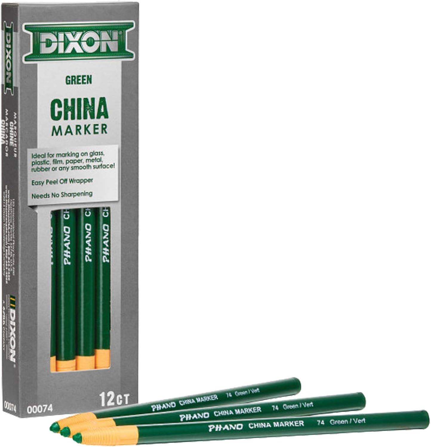 Dixon 00074 China Markers, Green, 12-Pack