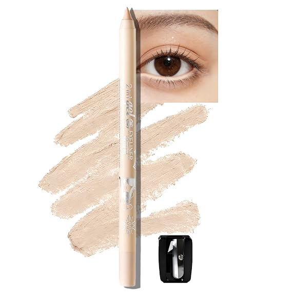 Nude Gel Eyeliner Pencil, High-Pigmented Smooth for Mature Women | Waterproof,Smudge-proof,Long Lasting,Creamy Formula,Eyes Makeup Pen with Sharpener