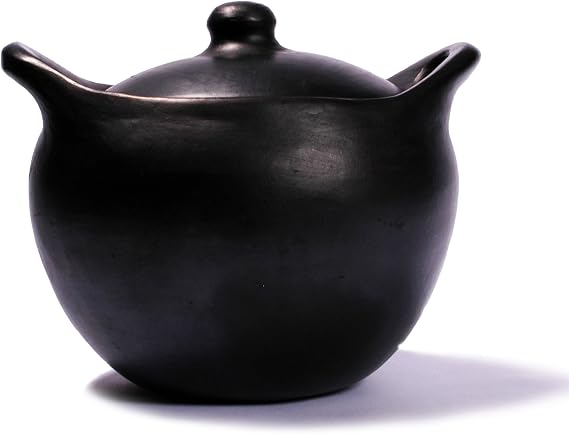 Ancient Cookware, Rounded Chamba Clay Soup Pot, Small, 2.5 Quarts Black