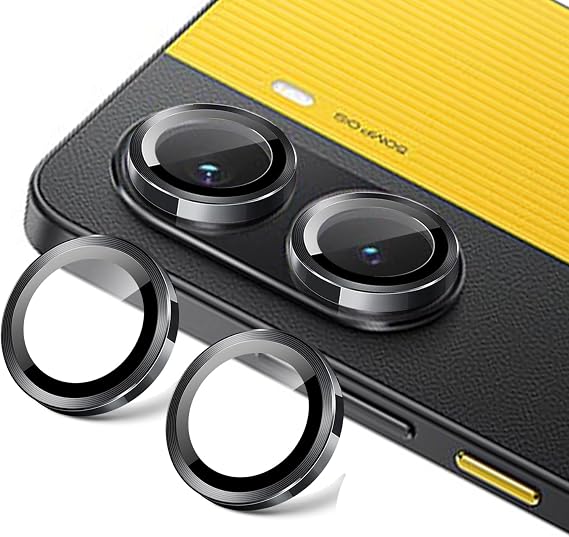 Zeking [2 Pack for Xiaomi Poco X7 Pro Camera Lens Protector, 9H Tempered Glass Camera Cover Screen Protector Metal Individual Ring [Installation Tray Alignment Kit](Black)