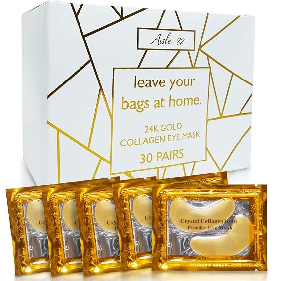 30 Pairs 24K Gold Under Eye Patches for Women Collagen Gold Masks for Dark Circles and Puffiness - Under Eye Bags Treatment