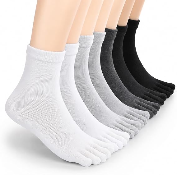 4 Pair Women Toe Socks, Five Finger Cotton Sock