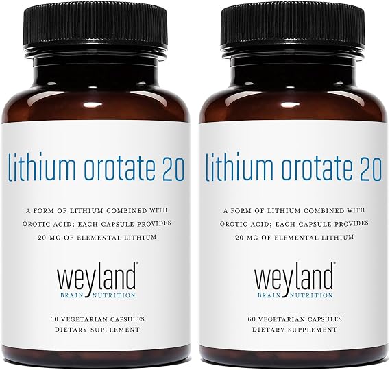 Lithium Orotate - 20mg of Elemental Lithium, 60 Vegetarian Capsules (120 Count (Pack of 2))