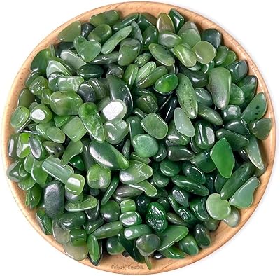 Erliway 100g Natural Green Jasper Crystal Chips, 7-9mm Tumbled Chips Crushed Crystal Stone, Polished Crystal Chip for Fish Tank, Healing Tumbled Chip for Reiki Crystal Jewelry Making Home Decor