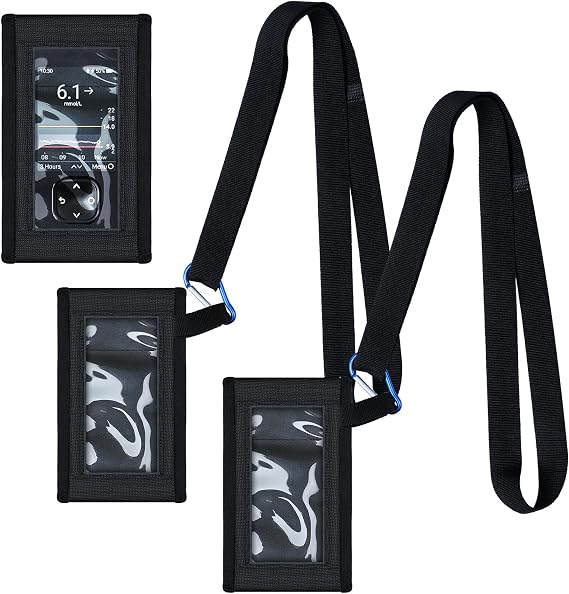 Kosiz 2 Pcs Blood Glucose Meter Case with Lanyard, Black