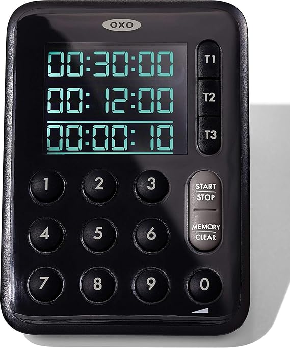 OXO Good Grips Digital Triple Kitchen Timer, Three 100-Hour Counters