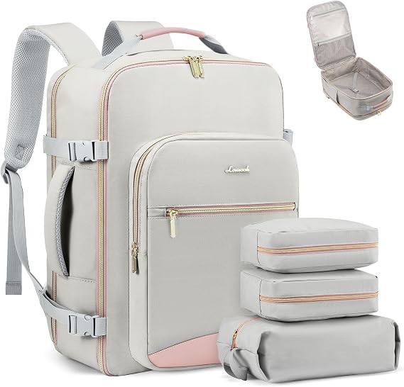 LOVEVOOK 40L Travel Backpack Flight Approved Carry on Backpack,3 Packing Cubes,Waterproof Personal Item Travel Bag,TSA Carry on Luggage Suitcase Travel Essentials,Gifts for Women & Men,fits 17" Laptop