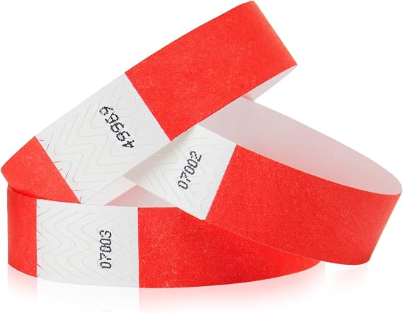 2,000 WristCo Neon Red Tyvek Wristbands for Events - Tamper-Proof Design & Fluorescent Color Prevent Reuse Premium-Grade Bracelets for Hospital & Medical ID, Party & VIP Identification