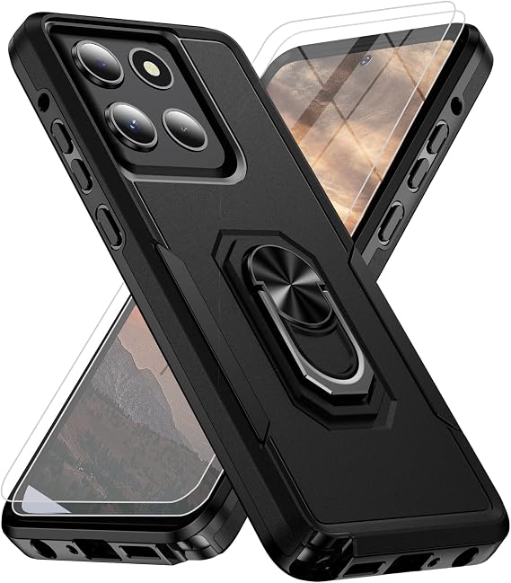 for Motorola Moto G Stylus 2026/2025 Case [15 FT Military Grade Drop Protection] with 2X Tempered Glass Screen Protector, Heavy-Duty Shockproof Magnetic Kickstand Case Black