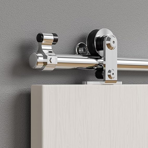 200CM/6.6FT Rail Sliding Barn Door Hardware Kit Stainless Steel Track Roller Accessory for Single Door(T)
