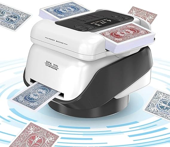 2-in-1 Automatic Card Shuffler and Card Transmitter Multiple Game Modes 360° Deal for Games Such as Poker UNO and Texas Hold'em
