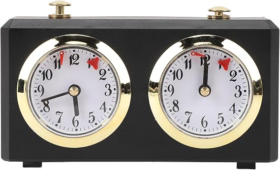 Analog Chess Clock Professional Wind Up Multi Functional Mechanism Large Easy to Read Dials Chinese Chess Competitions Vintage Mechanical Timer (Black)