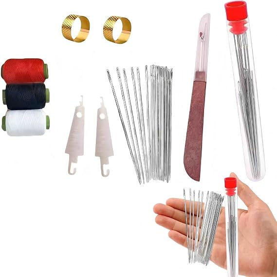 34PCS Sewing Tool Set, Stainless Steel Sewing Needles Set，Multi-Purpose Needle & Thread Kit with Big Eye Stainless Steel Needles for Mending, Handcraft, Beginners, Daily Use & Women's Gifts