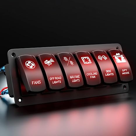 Customize Toggle Switch Panel 6 Gang Rocker Light Bar Switches Waterproof for Pickup Truck Car UTV Off Road Marine