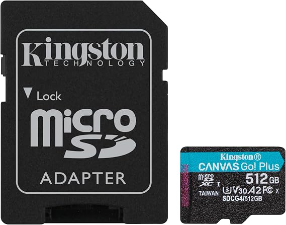 Kingston Canvas Go Plus 512GB microSD Card | Up to 200MB/s | Class 10, UHS-I, U3, V30, A2 | SDCG4/512GB | Up to 200MB/s, UHS-I, V30, U3, Class 10, A2