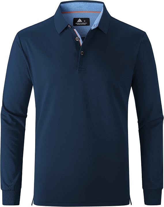 SWISSWELL Long Sleeve Polo Shirts for Men collared Performance Golf Shirts Casual Workwear Office