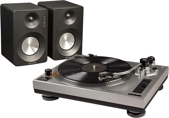 Crosley K100A-SI Record Player with S100 Speakers, Silver