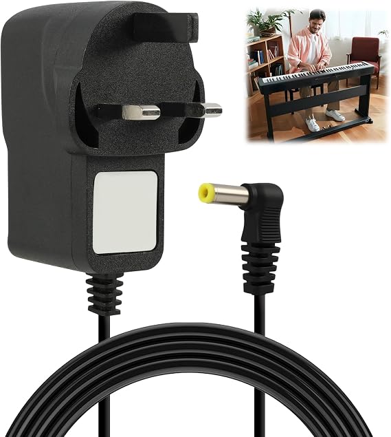 9.5V 1A Keyboard Power Adapter Compatible with Casio Models SA LK CTK WK CT S CT X Series, Keyboard Power Supply with 4.8mm x 1.7mm Plug Center Positive AC DC Replacement Charger, 2m Cable Length