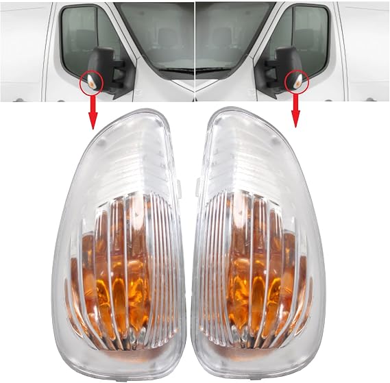 Wing Mirror Indicator Lamp Lens Left And Right Set For Renault Master Mk3 Vauxhall Movano B Mk2 Nissan NV400 261652475R 261603141R 95508975 95508976