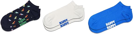 Happy Socks 3-Pack Flamingo Low Socks, Navy, M/L