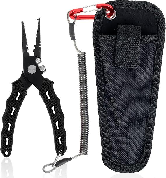 Fishing Pliers, Hook Remover, High Carbon Steel, Lightweight, Multifunctional, Black