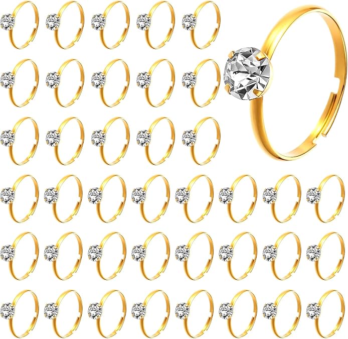 72 Pcs Gold Bridal Shower Diamond Rings, Fake Bridal Shower Game Rings