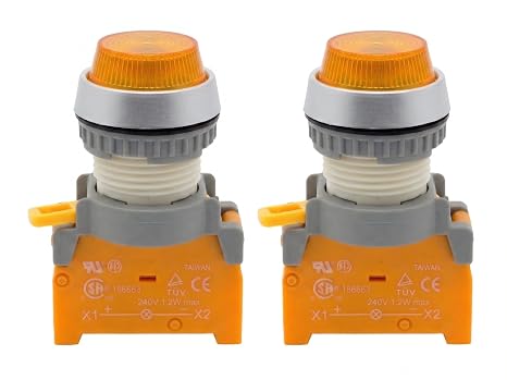 PLN-22A Amber 22mm 120V AC/DC LED Pilot Panel Indicator Light