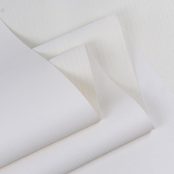 FINDUA 150" x 54" Faux Leather Fabric, Marine Vinyl Leather White