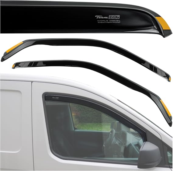 Heko - Compatible with Volkswagen VW T6.1 2019+ Side Window Wind Deflectors; Front; Pack of 2; Rain Deflectors Tinted Streamlined Easy Installation Wind and Rain Protection
