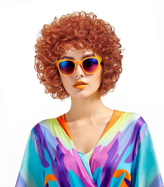 Adequate Women's Short Curly Orange Wigs Perfect for Daily Wear, Parties, Halloween Costumes And Cosplay (Orange)