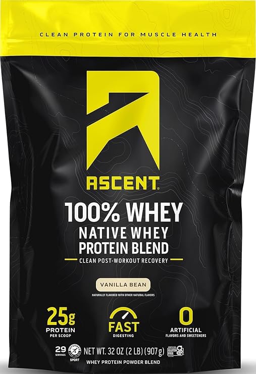 Ascent NATIVE FUEL WHEY Protein Powder Vanilla Bean 32 oz 907 g