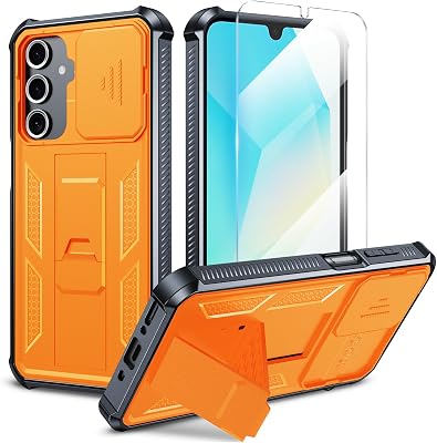 ONOLA Compatible with Samsung Galaxy A17  A16  A26 5G Case with HD Screen Protector & Kickstand & Slide Camera Cover, Heavy Duty Phone Case for GalaxyA17  A16  A26 5G, Orange