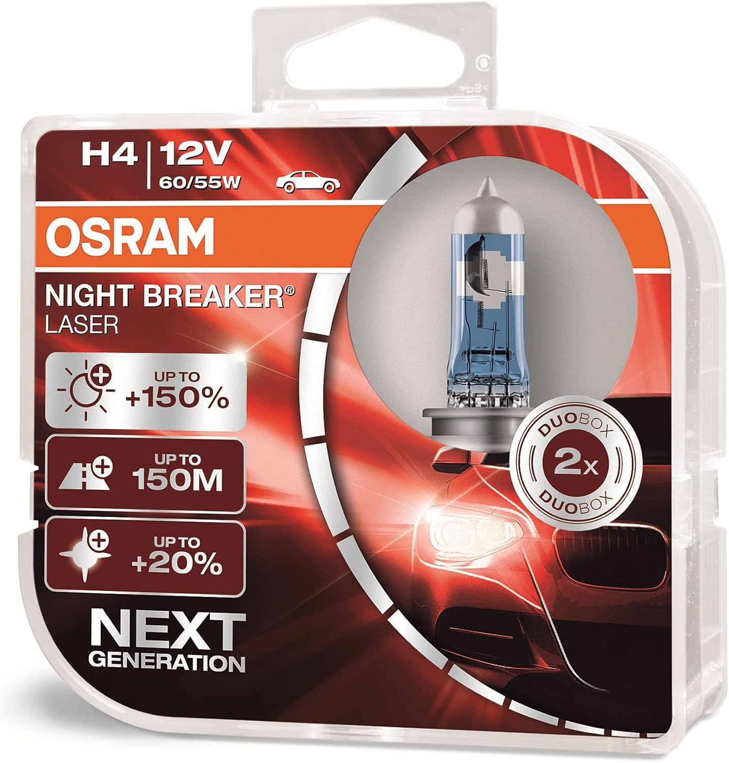 Osram H4 150% More Light Night Breaker Laser 12V [Energy Class A]