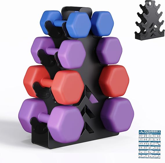 Dumbbell Rack, Stand Only, No Install Needed Small Weight Rack with Dumbbell Protector Edge,Suitable for Rubber-Coated Dumbbells
