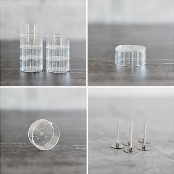 Polycarbonate Clear Plastic Empty TeaLight Molds Cups Plus TeaLight Candle Wicks (10)