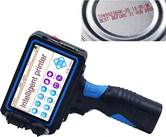 Portable Handheld Inkjet Printer, with 5 Inch Touch Screen, Printing Height 0.08-0.5 Inch Portable Handheld Printer for Label Variable Data etc (Support 20 Languages & Handwriting Function)