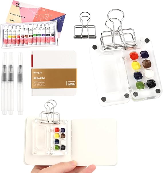 Watercolour Set on the Go Mini Travel Set Sketchbook 8 Grids