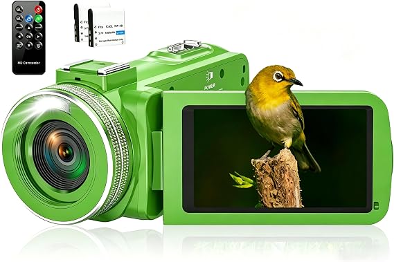2.7K 48MP 30 FPS Camcorder Video Camera Digital Camera 16X Digital Zoom 3.0'' Flip Screen YouTube Vlogging Camera with Remote Control and 2 Batteries