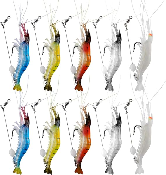 Fishing Shrimp Lures Artificial Silicone Soft Bait Set Luminous Swimbait Shrimp Fishing Lure with Hooks Fishing Tackle Freshwater/Saltwater