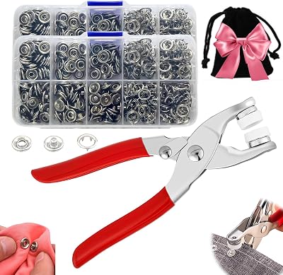 Sewing Kit with 100pcs Metal ButtonsManual Pliers Tool Included, 2026 New 9.5 mm Snap Button Kit, Manual Pressure Pliers for Sewing with Fastener for DIY Crafts Clothes Bag Jean C-200 Pcs