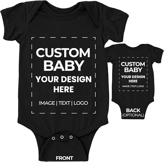 APPARELYN Custom Baby Bodysuit Design Your Own Body suit - Personalized Text Image - Baby Boy & Girl Newborn Romper