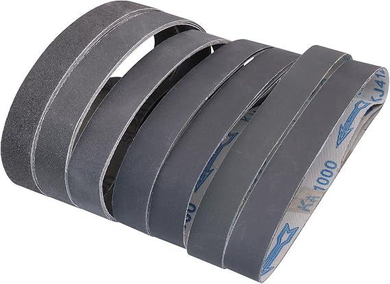 1 x 18 Inch Silicon Carbide Knife Sharpening Sanding Belts, 21 Pack | 80/120/240/400/600/800/1000 Grit, Compatible with Work Sharp Ken Onion Blade Grinder Attachment